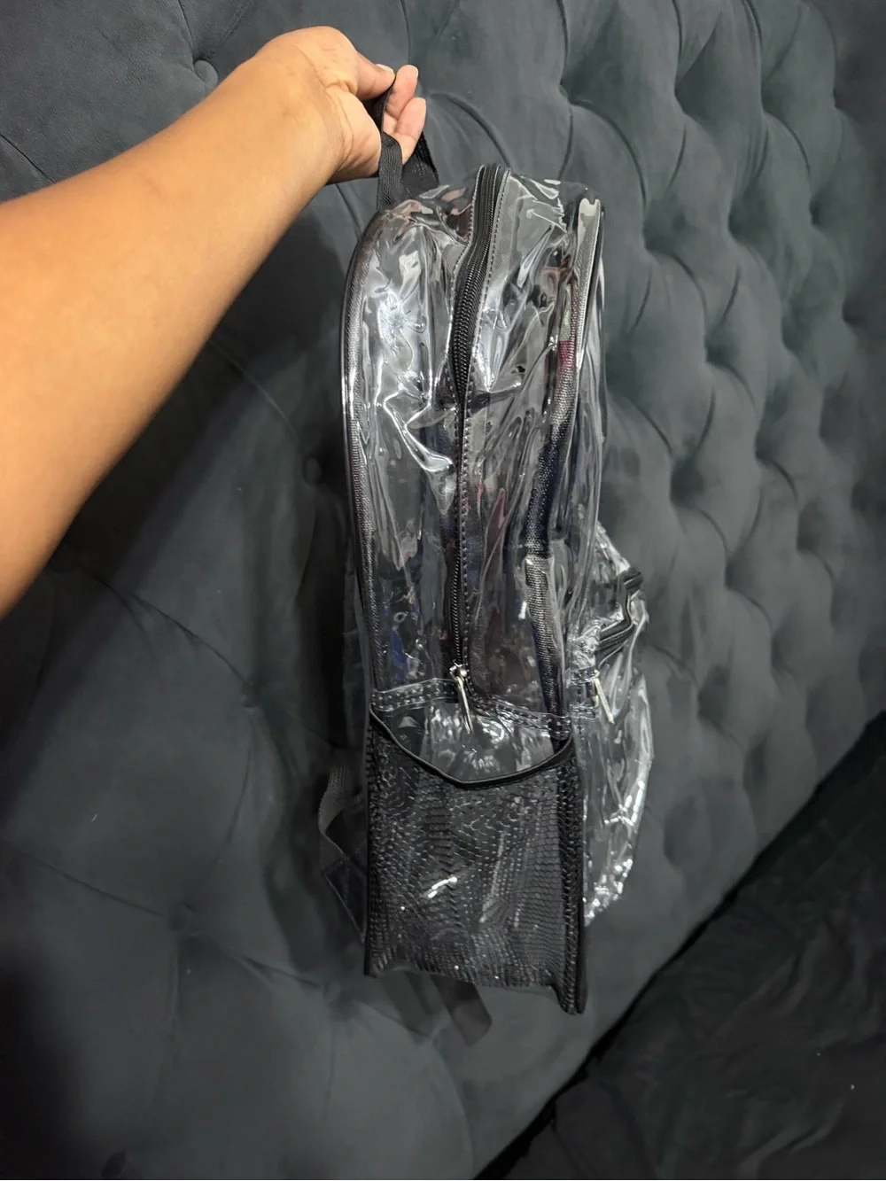 Clear PVC Backpack with Black Trim